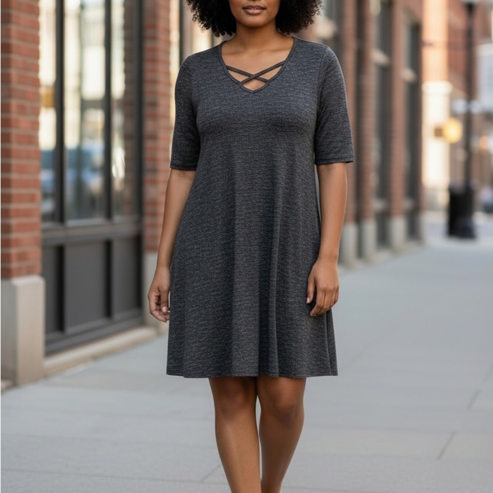 Stylish  Gray Crisscross Dress
